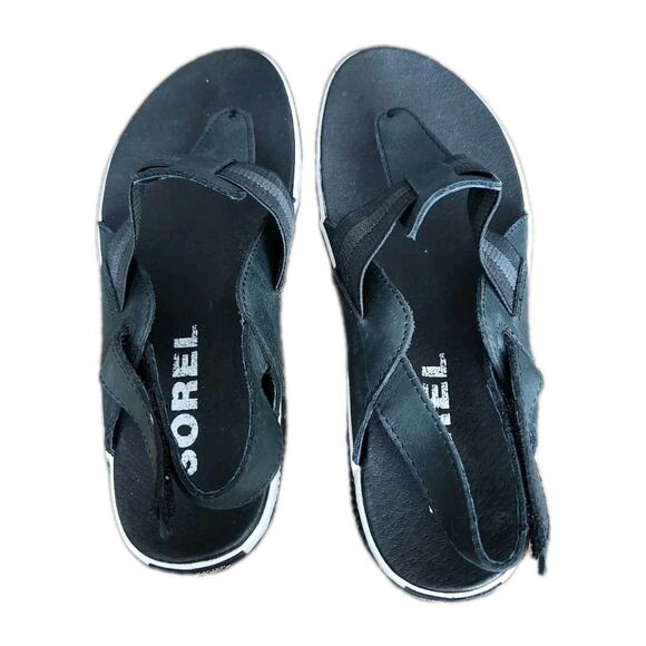 Nwot Sorel Women's Out N About Plus Thong Sandals with Ankle Strap Black Size 7 - Picture 6 of 9